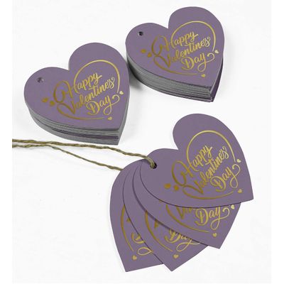 Etiquetas Pendentes de Papel Metalizado 'Feliz Dia dos Namorados' para Lembrancinhas - Inkdotpot 50 Etiquetas Metalizadas / Roxo - Prata