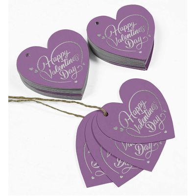 Etiquetas Pendentes de Papel Metalizado 'Feliz Dia dos Namorados' para Lembrancinhas - Inkdotpot 50 Etiquetas Metalizadas / Roxo - Prata
