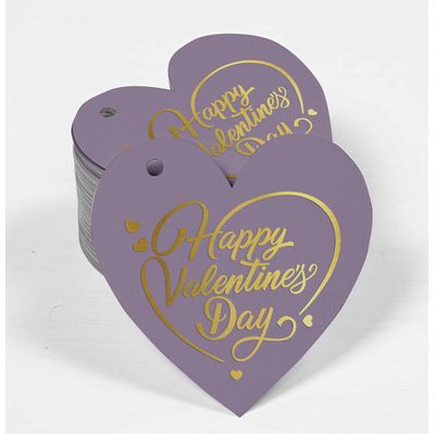 Etiquetas Pendentes de Papel Metalizado 'Feliz Dia dos Namorados' para Lembrancinhas - Inkdotpot 50 Etiquetas Metalizadas / Roxo - Prata