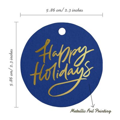 Etiquetas para Pendurar em Papel Metalizado "Boas Festas" para Lembrancinha - Inkdotpot 50 Etiquetas Metalizadas / Marrom - Prata