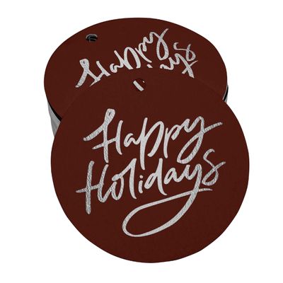 Etiquetas para Pendurar em Papel Metalizado "Boas Festas" para Lembrancinha - Inkdotpot 50 Etiquetas Metalizadas / Marrom - Prata