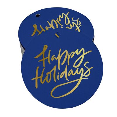 Etiquetas para Pendurar em Papel Metalizado "Boas Festas" para Lembrancinha - Inkdotpot 50 Etiquetas Metalizadas / Marrom - Prata