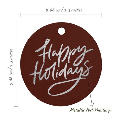 Etiquetas para Pendurar em Papel Metalizado "Boas Festas" para Lembrancinha - Inkdotpot 50 Etiquetas Metalizadas / Marrom - Prata