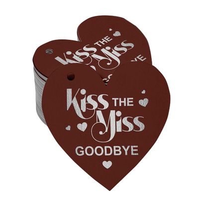 Etiqueta de Papel Pendurada 'Kiss the Miss Goodbye' com Foil para Lembrancinha de Chá de Noiva - Inkdotpot 50 Etiquetas Metalizadas / Marrom - Prata