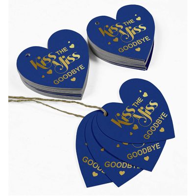 Etiqueta de Papel Pendurada 'Kiss the Miss Goodbye' com Foil para Lembrancinha de Chá de Noiva - Inkdotpot 50 Etiquetas Metalizadas / Marrom - Prata