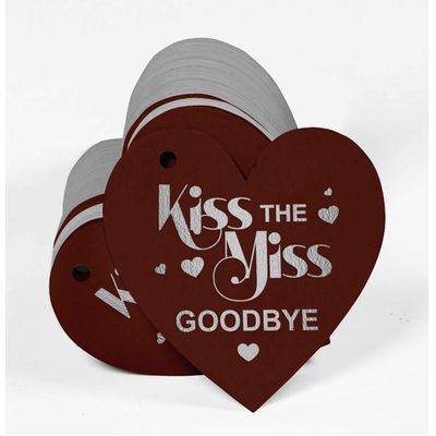Etiqueta de Papel Pendurada 'Kiss the Miss Goodbye' com Foil para Lembrancinha de Chá de Noiva - Inkdotpot 50 Etiquetas Metalizadas / Marrom - Prata