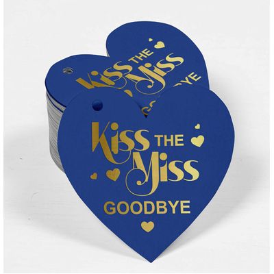 Etiqueta de Papel Pendurada 'Kiss the Miss Goodbye' com Foil para Lembrancinha de Chá de Noiva - Inkdotpot 50 Etiquetas Metalizadas / Marrom - Prata