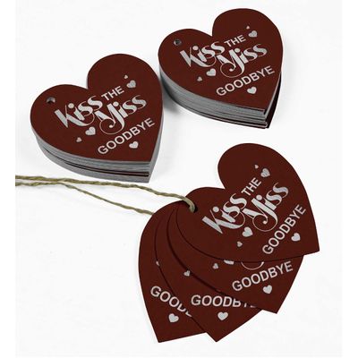 Etiqueta de Papel Pendurada 'Kiss the Miss Goodbye' com Foil para Lembrancinha de Chá de Noiva - Inkdotpot 50 Etiquetas Metalizadas / Marrom - Prata