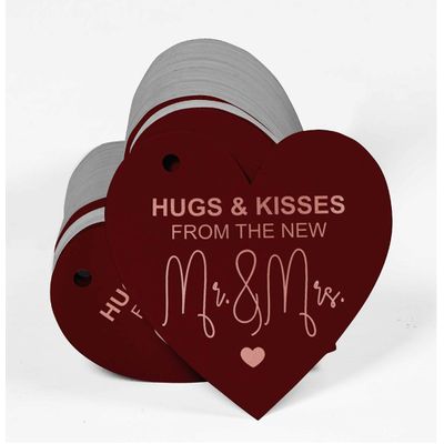 Etiqueta de Papel para Pendurar 'Hugs & Kisses From The Wedding' em Foil para Lembrancinha de Casamento - Inkdotpot 100 Etiquetas Metalizadas / Vermelho - Ouro Rosé