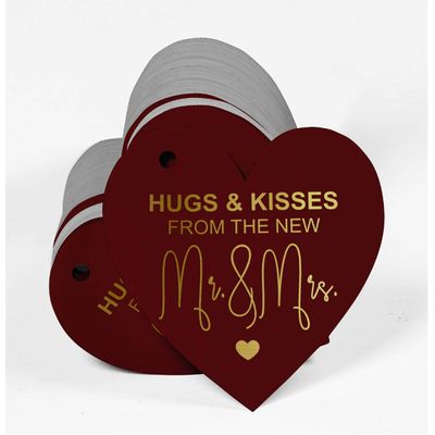 Etiqueta de Papel para Pendurar 'Hugs & Kisses From The Wedding' em Foil para Lembrancinha de Casamento - Inkdotpot 100 Etiquetas Metalizadas / Vermelho - Ouro Rosé