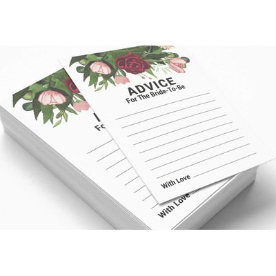 Conjunto de 50 Cartões de Atividade para Jogo de Conselhos e Desejos para Chá de Noiva, Folhagem Floral - Inkdotpot 12,7 Cm × 17,78 Cm / Branco - Esmalte ou Filme