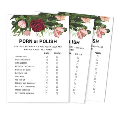 Conjunto de 50 Cartões de Atividade para Jogo de Conselhos e Desejos para Chá de Noiva, Folhagem Floral - Inkdotpot 12,7 Cm × 17,78 Cm / Branco - Esmalte ou Filme