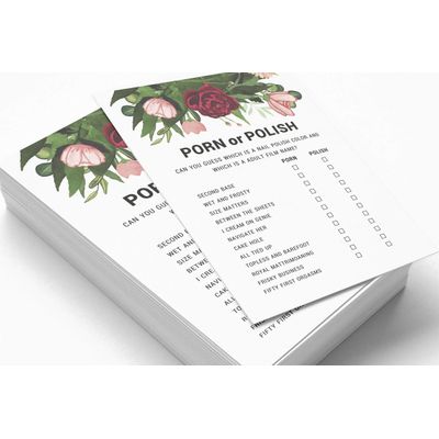 Conjunto de 50 Cartões de Atividade para Jogo de Conselhos e Desejos para Chá de Noiva, Folhagem Floral - Inkdotpot 12,7 Cm × 17,78 Cm / Branco - Esmalte ou Filme