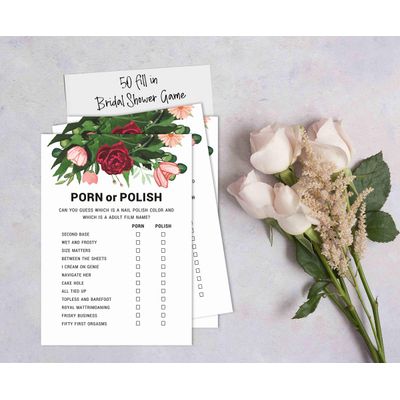 Conjunto de 50 Cartões de Atividade para Jogo de Conselhos e Desejos para Chá de Noiva, Folhagem Floral - Inkdotpot 12,7 Cm × 17,78 Cm / Branco - Esmalte ou Filme