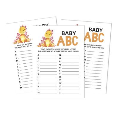 Conjunto de 50 Jogos Alfabeto do Bebê ABC com Dinossauros e Animais da Selva, Itens para Chá de Bebê - Inkdotpot 12,7 Cm × 17,78 Cm / Branco - O Que Tem no Seu Celular