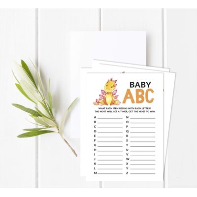 Conjunto de 50 Jogos Alfabeto do Bebê ABC com Dinossauros e Animais da Selva, Itens para Chá de Bebê - Inkdotpot 12,7 Cm × 17,78 Cm / Branco - O Que Tem no Seu Celular
