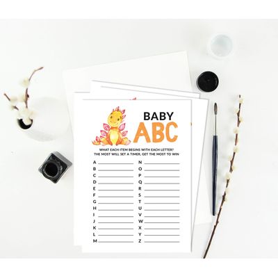 Conjunto de 50 Jogos Alfabeto do Bebê ABC com Dinossauros e Animais da Selva, Itens para Chá de Bebê - Inkdotpot 12,7 Cm × 17,78 Cm / Branco - O Que Tem no Seu Celular