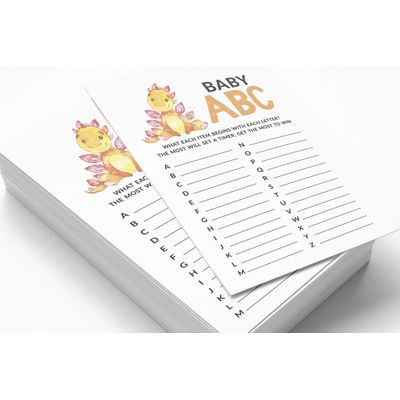Conjunto de 50 Jogos Alfabeto do Bebê ABC com Dinossauros e Animais da Selva, Itens para Chá de Bebê - Inkdotpot 12,7 Cm × 17,78 Cm / Branco - O Que Tem no Seu Celular