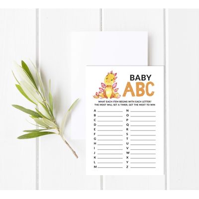 Conjunto de 50 Jogos Alfabeto do Bebê ABC com Dinossauros e Animais da Selva, Itens para Chá de Bebê - Inkdotpot 12,7 Cm × 17,78 Cm / Branco - O Que Tem no Seu Celular