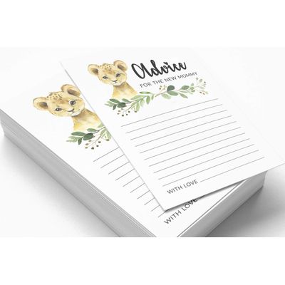 Conjunto com 50 Peças Jogo Alfabeto ABC para Chá de Bebê Tema Filhote de Guepardo e Animais da Selva - Inkdotpot 12,7 Cm × 17,78 Cm / Branco - Cartão de Conselho