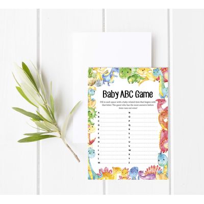 Conjunto para Chá de Bebê com 50 Cartões ABC (Dinossauro e Animais da Selva) Suprimentos para Festa - Inkdotpot 12,7 Cm × 17,78 Cm / Branco - O Que Tem no Seu Celular