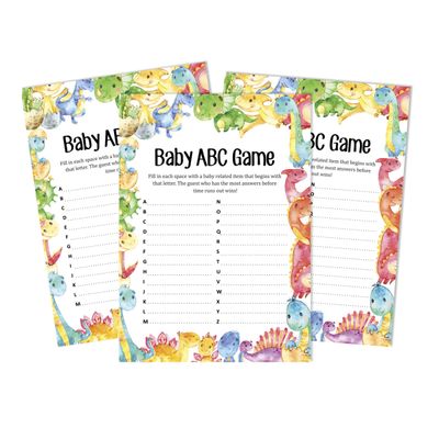 Conjunto para Chá de Bebê com 50 Cartões ABC (Dinossauro e Animais da Selva) Suprimentos para Festa - Inkdotpot 12,7 Cm × 17,78 Cm / Branco - O Que Tem no Seu Celular
