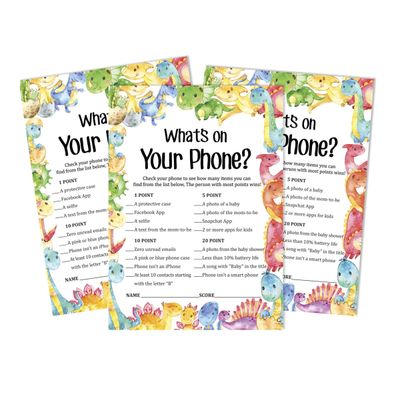 Conjunto para Chá de Bebê com 50 Cartões ABC (Dinossauro e Animais da Selva) Suprimentos para Festa - Inkdotpot 12,7 Cm × 17,78 Cm / Branco - O Que Tem no Seu Celular