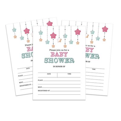 30 Cartões para Chá de Bebê Estilo Preenchível Brilha, Brilha, Estrelinha Neutro e em Branco - Inkdotpot 12,7 Cm × 17,78 Cm / Branco - Convite