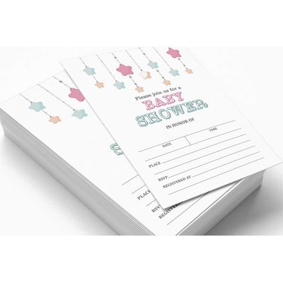 30 Cartões para Chá de Bebê Estilo Preenchível Brilha, Brilha, Estrelinha Neutro e em Branco - Inkdotpot 12,7 Cm × 17,78 Cm / Branco - Convite