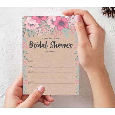 50 Cartões de Jogo Quadrados Kraft Florais em Branco para Preencher Ideias de Presente para Chá de Noiva e Despedida de Solteira - Inkdotpot 8,89 Cm × 5,08 Cm / Branco - Quantos Beijos?