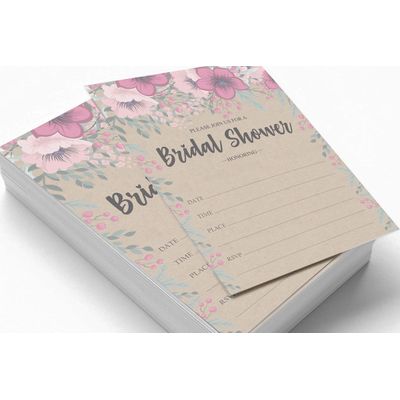 50 Cartões de Jogo Quadrados Kraft Florais em Branco para Preencher Ideias de Presente para Chá de Noiva e Despedida de Solteira - Inkdotpot 8,89 Cm × 5,08 Cm / Branco - Quantos Beijos?