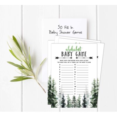 50 Cartões ABC do Alfabeto para Chá de Bebê, Tema Folhagens, Suprimentos para Festa Maior Aventura - Inkdotpot 12,7 Cm × 17,78 Cm / Branco - O Que Tem no Seu Celular