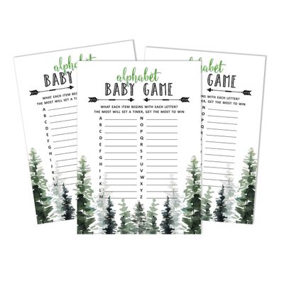 50 Cartões ABC do Alfabeto para Chá de Bebê, Tema Folhagens, Suprimentos para Festa Maior Aventura - Inkdotpot 12,7 Cm × 17,78 Cm / Branco - O Que Tem no Seu Celular