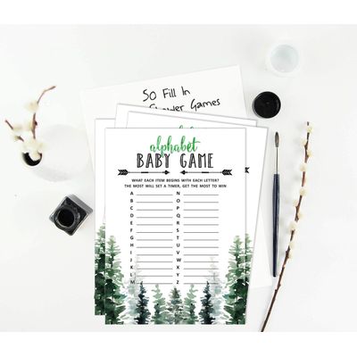 50 Cartões ABC do Alfabeto para Chá de Bebê, Tema Folhagens, Suprimentos para Festa Maior Aventura - Inkdotpot 12,7 Cm × 17,78 Cm / Branco - O Que Tem no Seu Celular