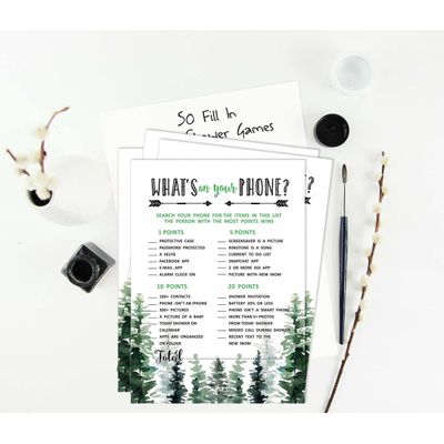 50 Cartões ABC do Alfabeto para Chá de Bebê, Tema Folhagens, Suprimentos para Festa Maior Aventura - Inkdotpot 12,7 Cm × 17,78 Cm / Branco - O Que Tem no Seu Celular