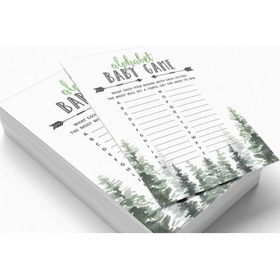 50 Cartões ABC do Alfabeto para Chá de Bebê, Tema Folhagens, Suprimentos para Festa Maior Aventura - Inkdotpot 12,7 Cm × 17,78 Cm / Branco - O Que Tem no Seu Celular