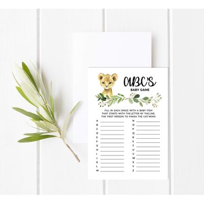 Conjunto com 50 Peças Jogo Alfabeto ABC para Chá de Bebê Tema Filhote de Guepardo e Animais da Selva - Inkdotpot 12,7 Cm × 17,78 Cm / Branco - O Que Tem na Sua Bolsa