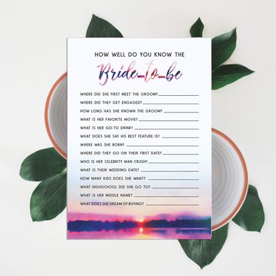 50 Cartões Quadrados em Branco para Preencher Ideias de Presentes para Chá de Noiva/Despedida de Solteira a Granel Tema Natureza - Inkdotpot 12,7 Cm × 17,78 Cm / Branco - Quiz da Noiva