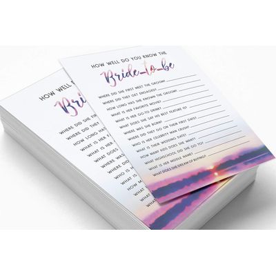 50 Cartões Quadrados em Branco para Preencher Ideias de Presentes para Chá de Noiva/Despedida de Solteira a Granel Tema Natureza - Inkdotpot 12,7 Cm × 17,78 Cm / Branco - Quiz da Noiva