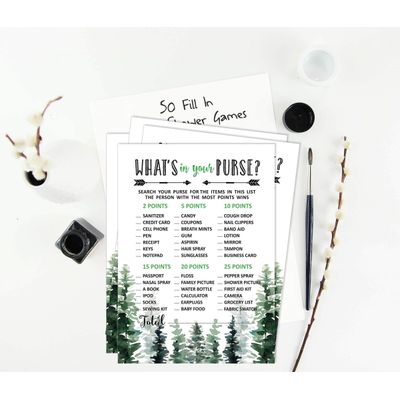 50 Cartões ABC do Alfabeto para Chá de Bebê, Tema Folhagens, Suprimentos para Festa Maior Aventura - Inkdotpot 12,7 Cm × 17,78 Cm / Branco - O Que Tem na Sua Bolsa