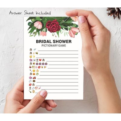 Conjunto de 50 Cartões de Atividade para Jogo de Conselhos e Desejos para Chá de Noiva, Folhagem Floral - Inkdotpot 12,7 Cm × 17,78 Cm / Branco - Conjunto de Jogos