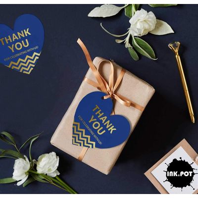 Etiqueta de Papel Metalizado Obrigado por Celebrar Conosco para Chá de Noiva, Chá de Bebê, Aposentadoria, Casamento, Aniversário - Inkdotpot 100 Etiquetas Metalizadas / Marrom - Prata
