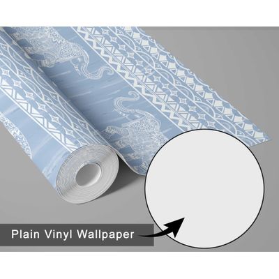 Papel de Parede Tribal Elefante - Estilo Asiático, Vinil Autoadesivo Decorativo, Fácil DIY para Quarto e Sala - Azul - S4Sassy 63,5 cm (L) × 152,4 cm (C) / Azul - Vinil Liso