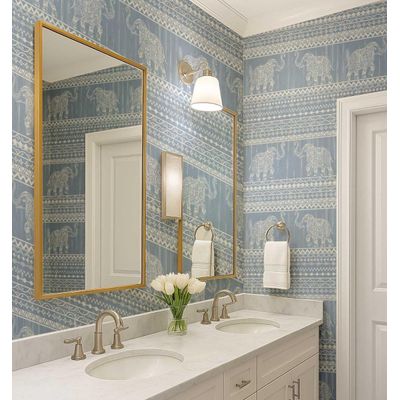 Papel de Parede Tribal Elefante - Estilo Asiático, Vinil Autoadesivo Decorativo, Fácil DIY para Quarto e Sala - Azul - S4Sassy 63,5 cm (L) × 152,4 cm (C) / Azul - Vinil Liso