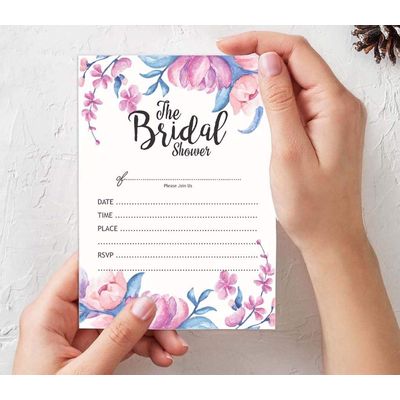 50 Cartões de Jogo Florais Quadrados em Branco para Preencher Ideias de Presentes para Chá de Noiva e Despedida de Solteira - Inkdotpot 12,7 Cm × 17,78 Cm / Branco - O Que Tem na Sua Bolsa