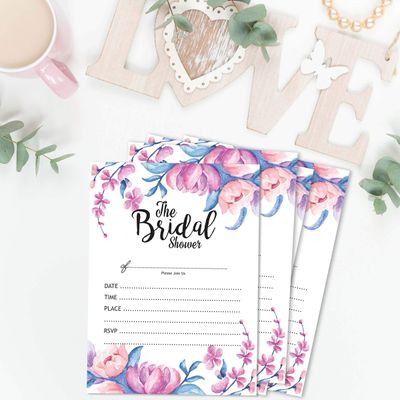 50 Cartões de Jogo Florais Quadrados em Branco para Preencher Ideias de Presentes para Chá de Noiva e Despedida de Solteira - Inkdotpot 12,7 Cm × 17,78 Cm / Branco - O Que Tem na Sua Bolsa