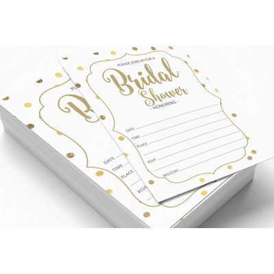 50 Cartões de Jogo Dourados com Confete para Chá de Noiva e Despedida de Solteira, Quadrados Preenchíveis, Ideias de Presente - Inkdotpot 12,7 Cm × 17,78 Cm / Branco - Conjunto de Jogos