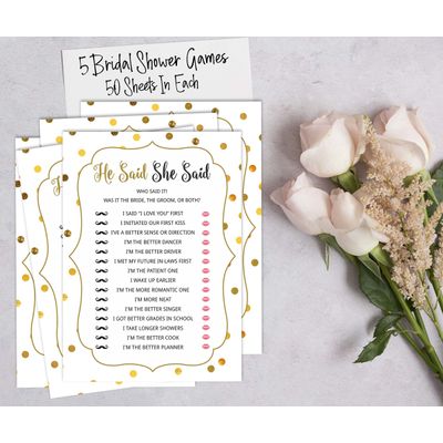 50 Cartões de Jogo Dourados com Confete para Chá de Noiva e Despedida de Solteira, Quadrados Preenchíveis, Ideias de Presente - Inkdotpot 12,7 Cm × 17,78 Cm / Branco - Conjunto de Jogos