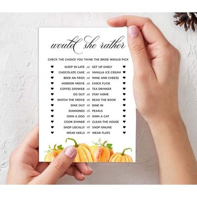 Cartões "Pumpkin Fall In Love" Quadrados em Branco para Preencher, 50 Unidades para Chá de Noiva/Despedida de Solteira - Inkdotpot 12,7 Cm × 17,78 Cm / Branco - Conjunto de 4