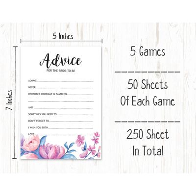 50 Cartões de Jogo Florais Quadrados em Branco para Preencher Ideias de Presentes para Chá de Noiva e Despedida de Solteira - Inkdotpot 12,7 Cm × 17,78 Cm / Branco - Conjunto de Jogos